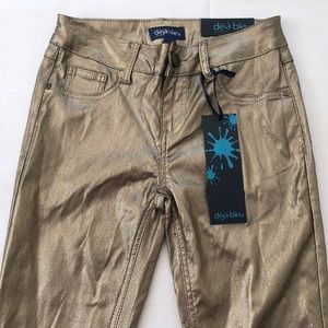 Deja Bleu gold spandex jean pants skinny size 7